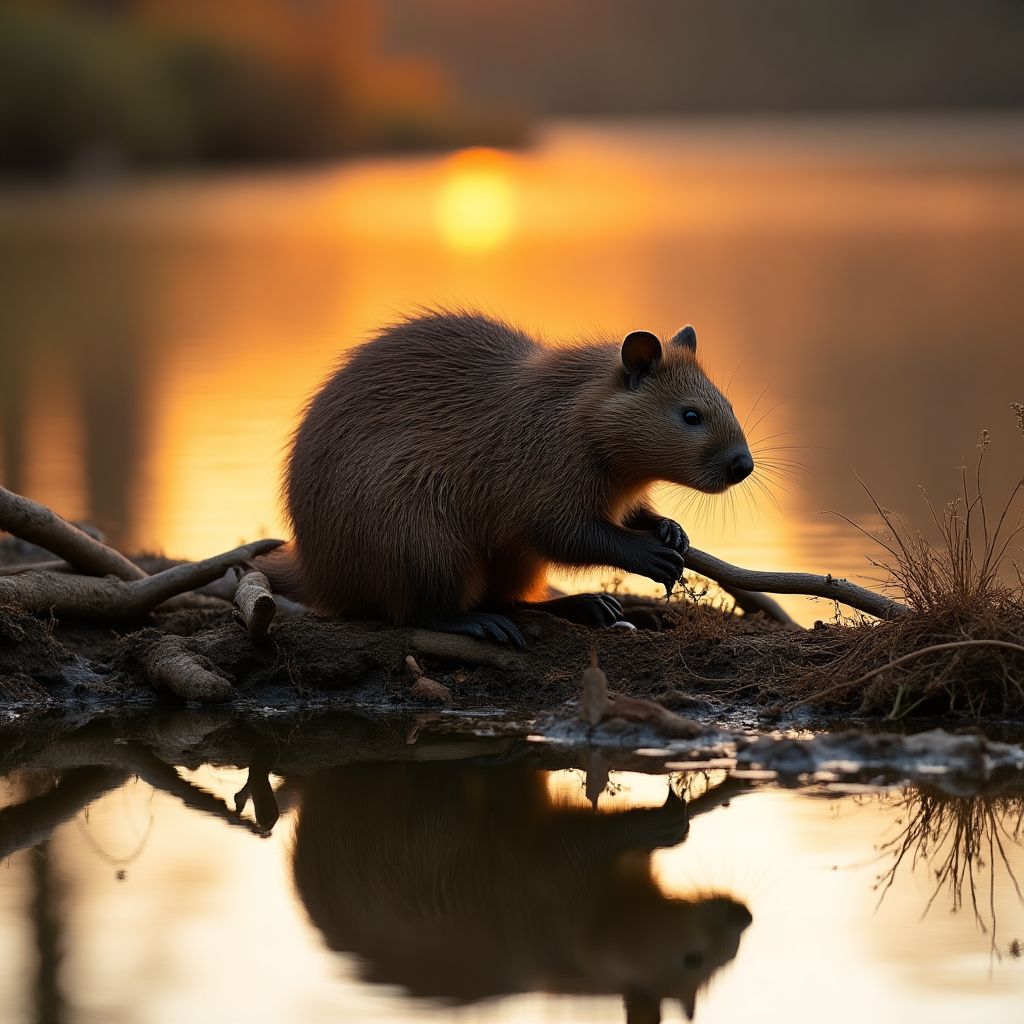Beaver building a dam
