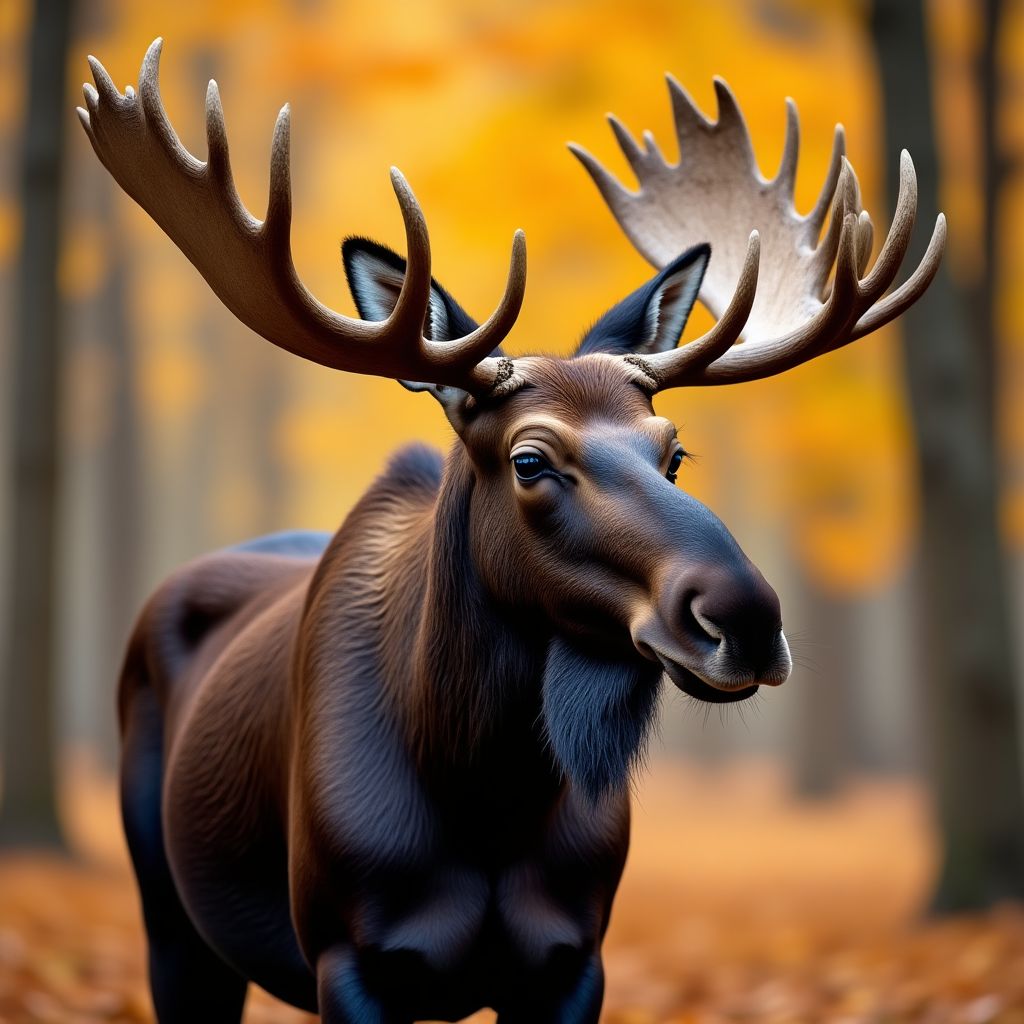 Bull moose with large antlers