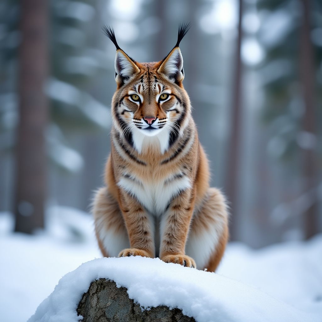 Canadian lynx in snowy habitat